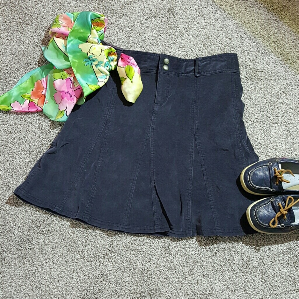 Athleta women skirt blue midi velvet cotton blend size 4